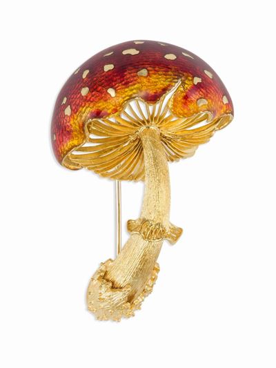 Spilla Fungo con Smalti Policromi