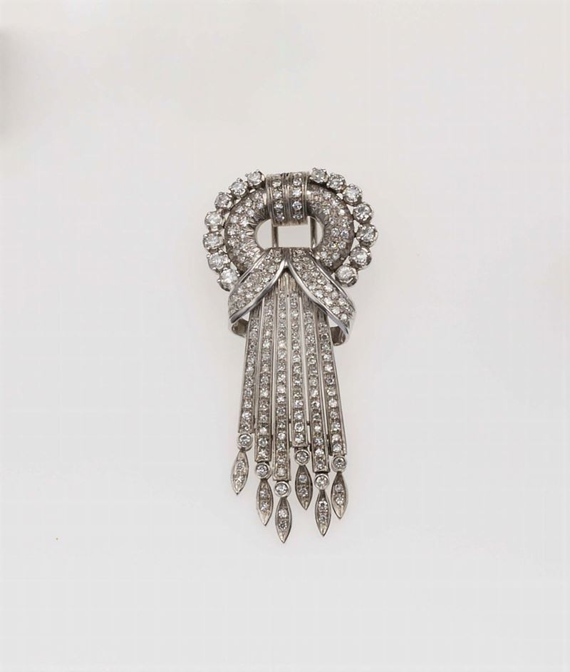 Diamond clip-brooch  - Auction Fine Jewels - Cambi Casa d'Aste
