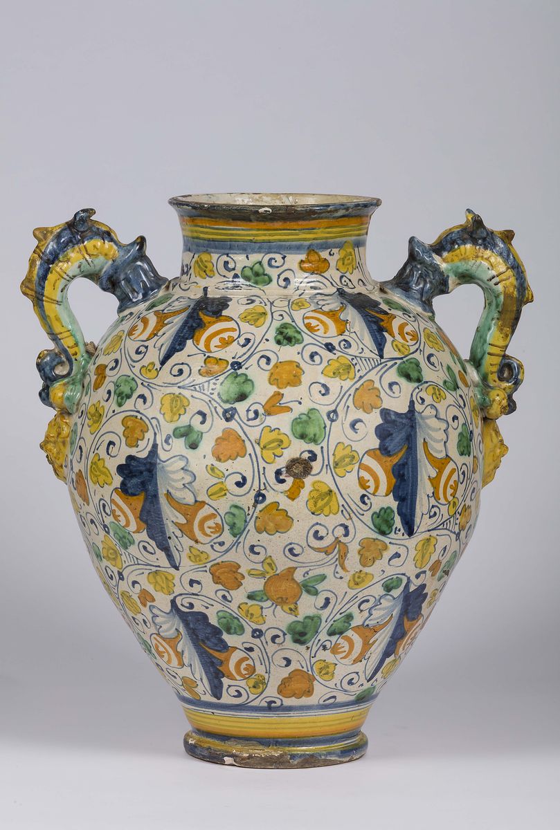Orciolo, Grande, Biansato Montelupo, Bottega della Fine del '500 ( Circa 1570-1590 )