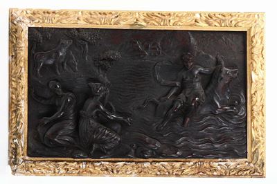 Scuola Dell'italia del Nord, XVII Secolo, Altorilievo in Legno di Noce Raffigurante il Ratto D'eu...