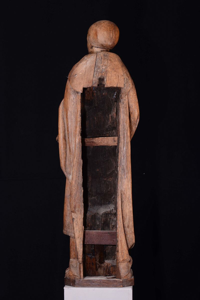 Scultura in Legno di Quercia Rappresentante Santa, Scuola Tedesca del XVI Secolo