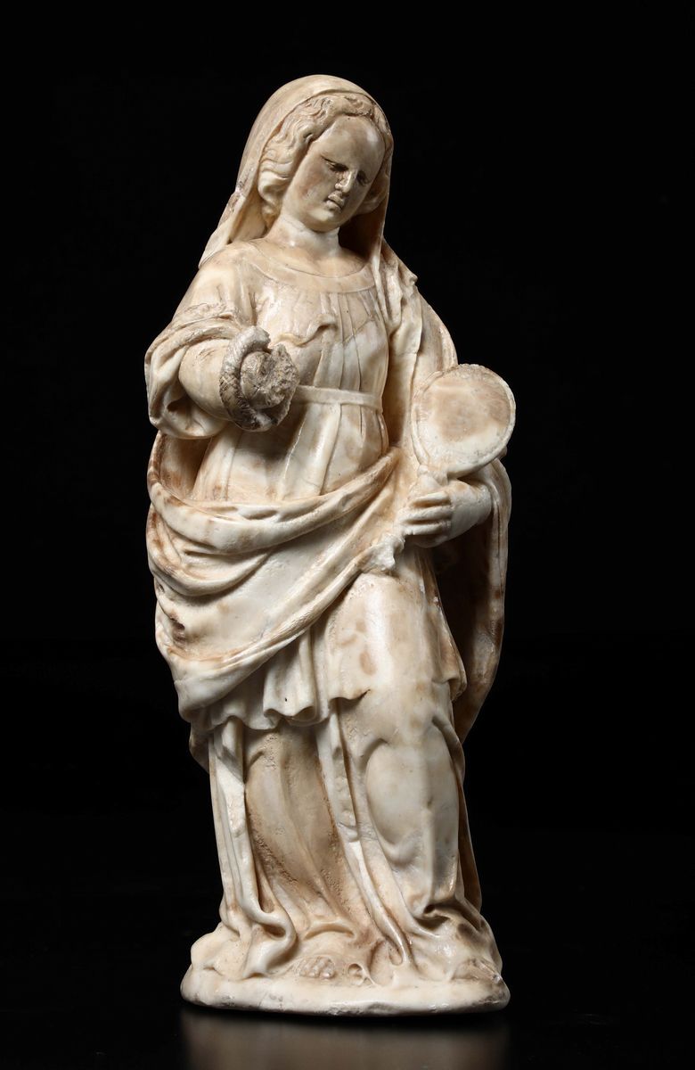 Scultura in Marmo Alabastrino Rappresentante la Prudenza, Regno di Napoli, XVI Secolo