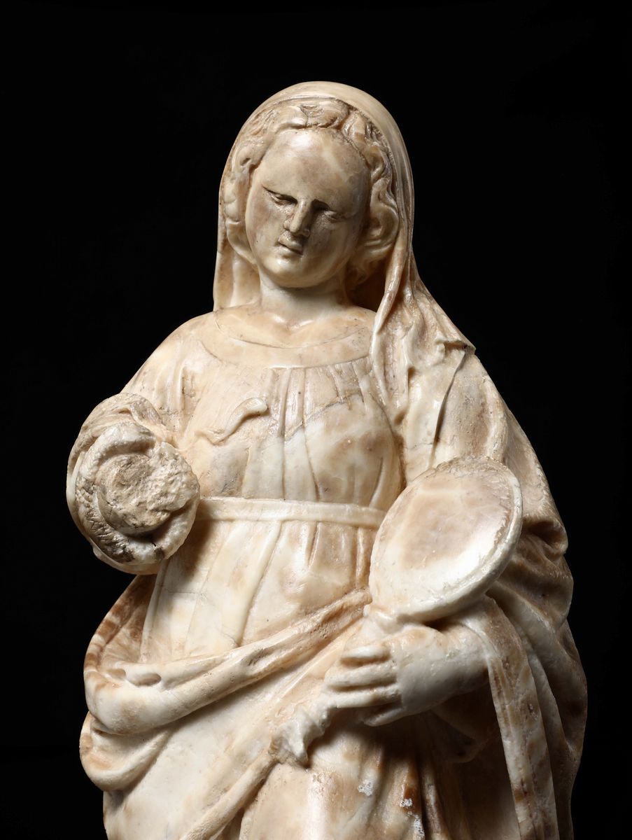 Scultura in Marmo Alabastrino Rappresentante la Prudenza, Regno di Napoli, XVI Secolo