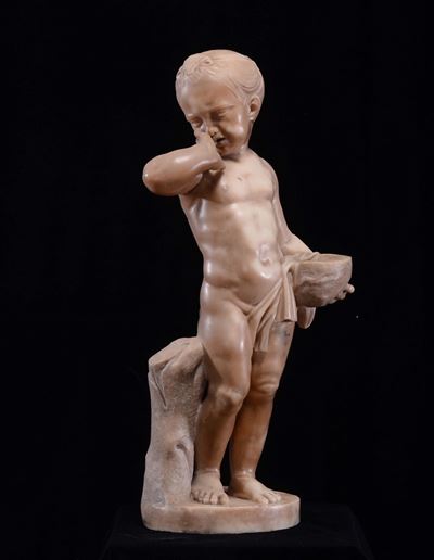 Fanciullo che Piange in Marmo. Scultore Francese del XIX Secolo