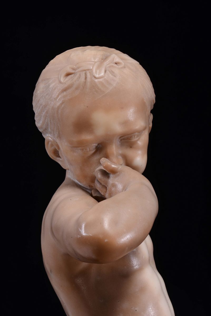 Fanciullo che Piange in Marmo. Scultore Francese del XIX Secolo