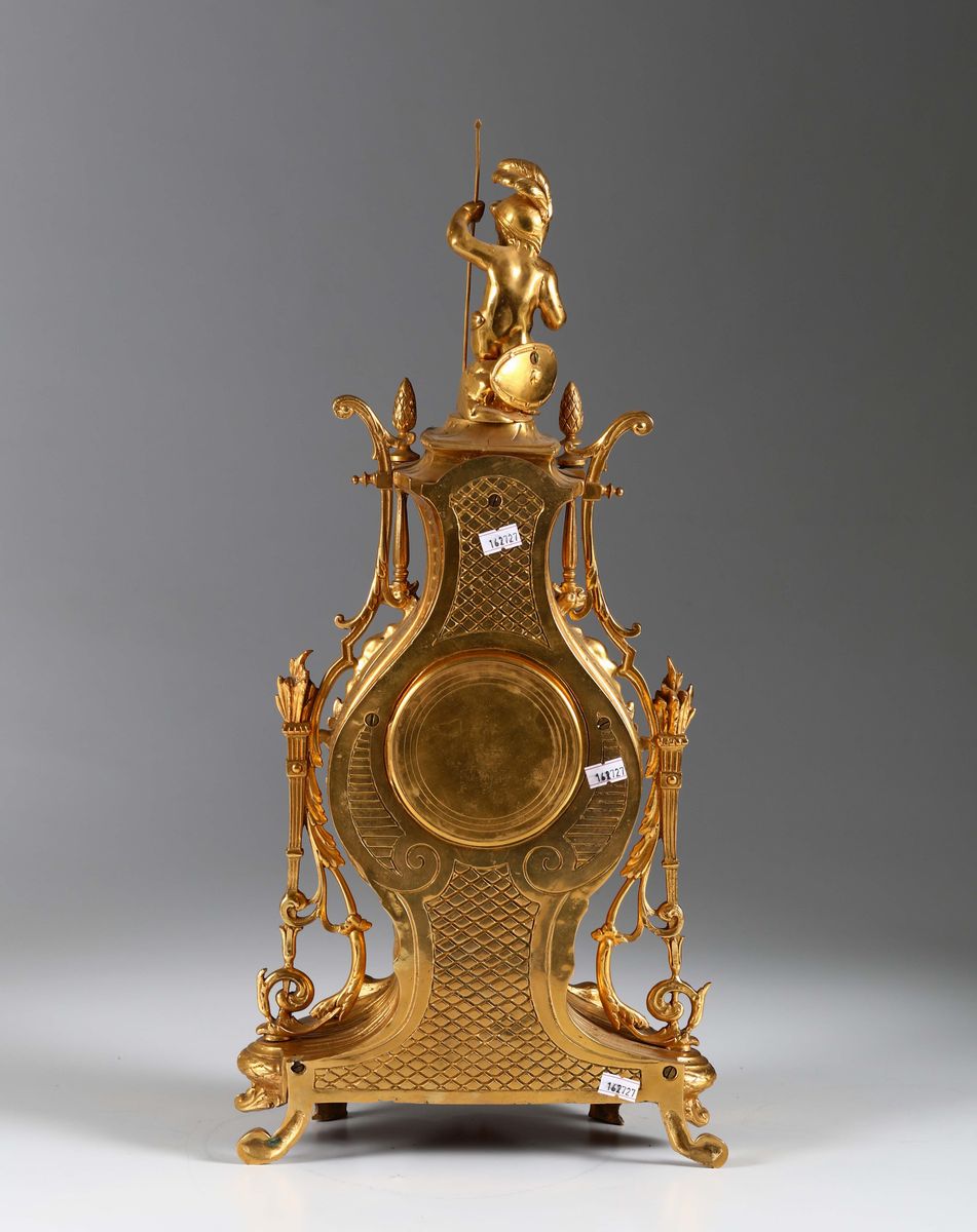 Pendola a Lira in Bronzo Dorato, Logret a Rennes,francia XIX Secolo