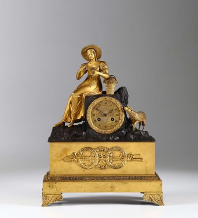 Pendola da Tavolo in Bronzo Dorato, Francia Carlo X