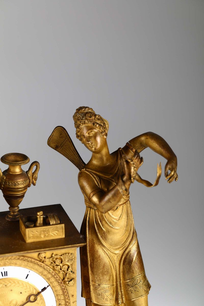 Pendola da Tavolo in Bronzo Dorato, Berthoud a Paris, Francia XIX Secolo