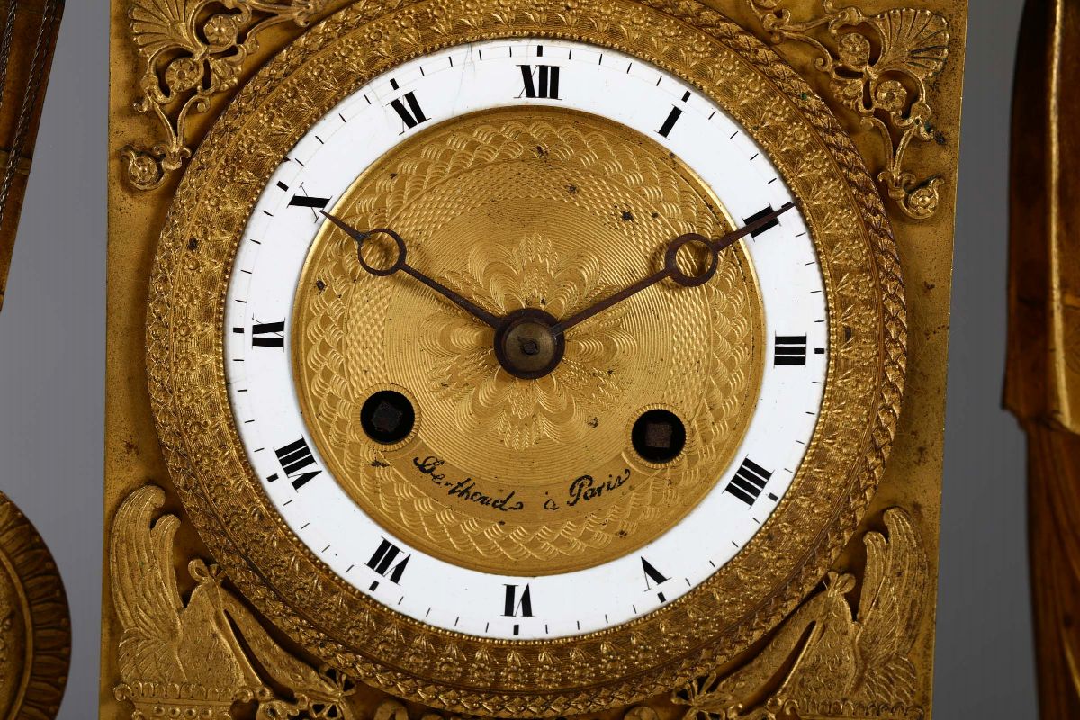 Pendola da Tavolo in Bronzo Dorato, Berthoud a Paris, Francia XIX Secolo