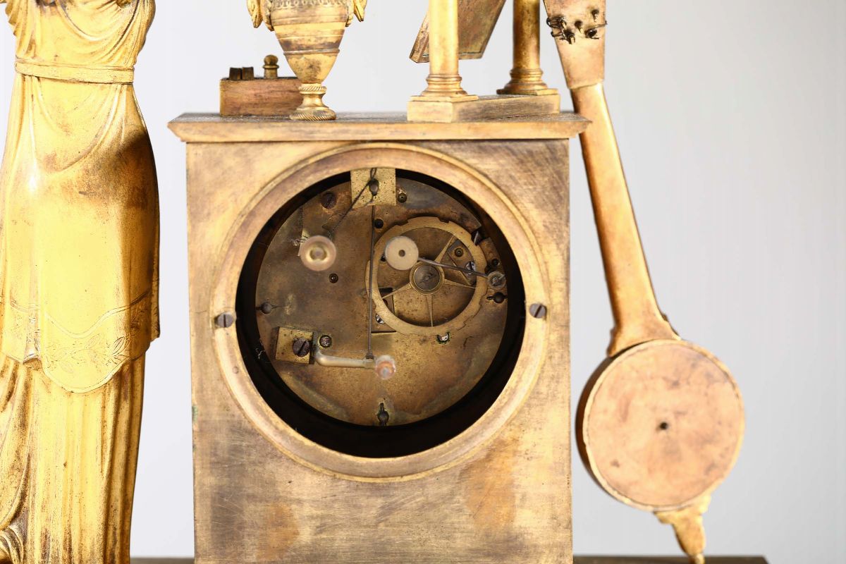 Pendola da Tavolo in Bronzo Dorato, Berthoud a Paris, Francia XIX Secolo