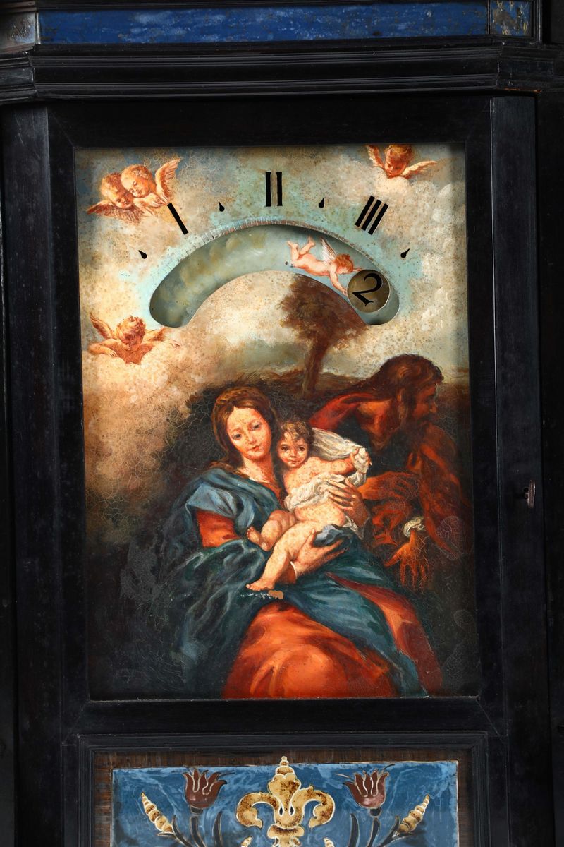 Orologio Notturno in Ebano e Vetri Dipinti, Italia 1690 Circa