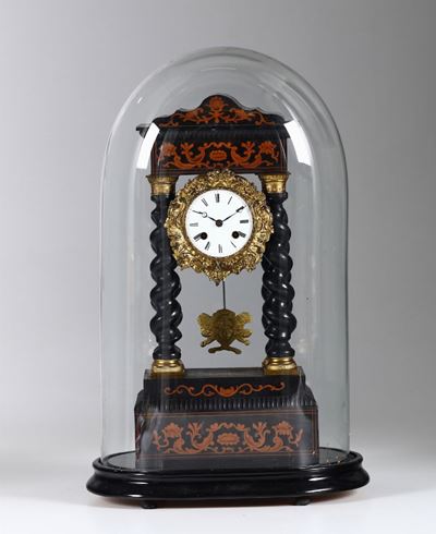 Orologio Carlo X in Legno Ebanizzato ed Intarsiato, Francia Metà XIX Secolo