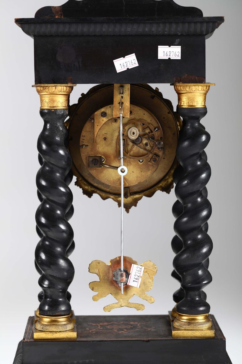 Orologio Carlo X in Legno Ebanizzato ed Intarsiato, Francia Metà XIX Secolo