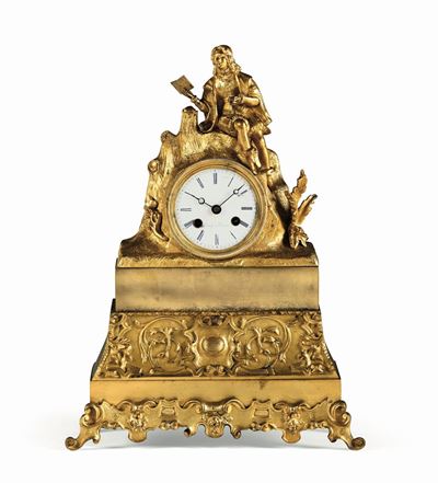 Pendola da Tavolo in Bronzo Dorato, Leroy a Paris XIX Secolo