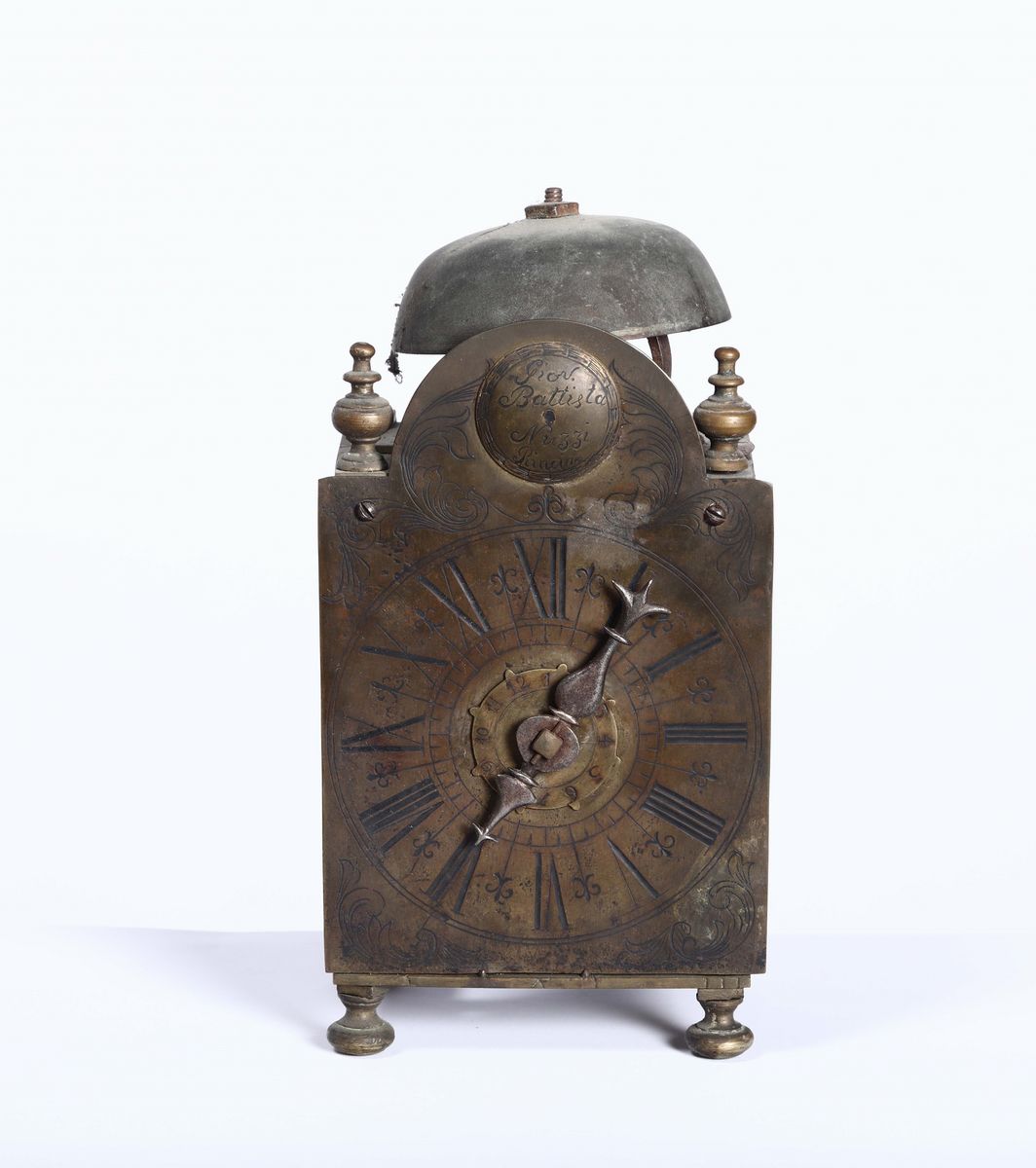 Orologio a Colonna con Cassa in Legno Laccato, XVIII Secolo, Firmato Nuzzi Rincine.