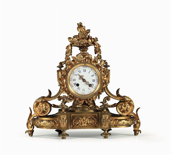 Pendola da tavolo in bronzo dorato, Francia Napoleone III
