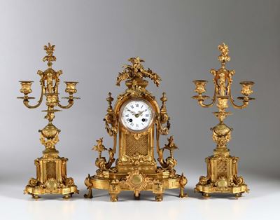Trittico da Camino in Metallo Dorato Napoleone III, Fine XIX Secolo