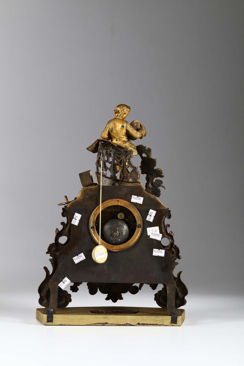 Pendola da Tavolo in Bronzo Dorato, Francia XIX Secolo