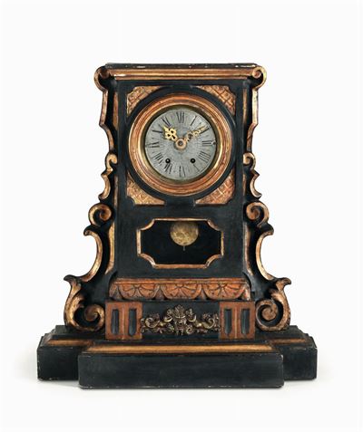 Pendola da Tavolo in Legno Intagliato e Dorato, XVIII-XIX Secolo