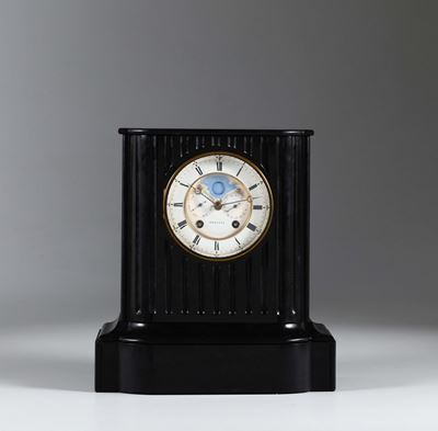 Pendola da Tavolo in Marmo Nero del Belgio, Francia Fine XIX Secolo