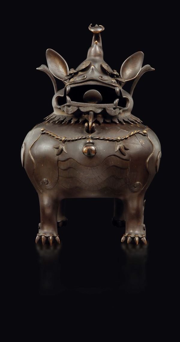 A bronze Pho dog censer, China, Ming Dynasty, 17th century