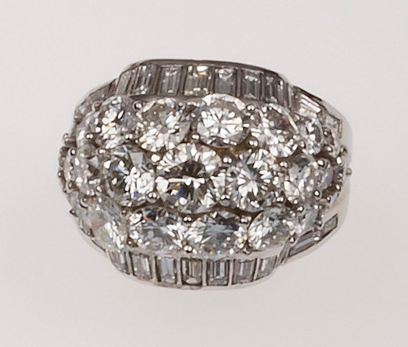 Diamond and platinum ring  - Auction Fine Jewels - II - Cambi Casa d'Aste