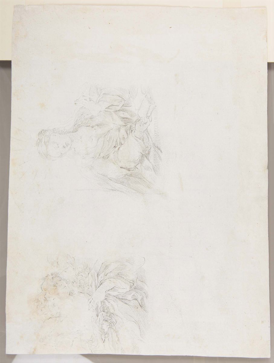 Scuola Romana del XVIII Secolosacra Famiglia e Santi, Studi di Due Figure (recto-verso)