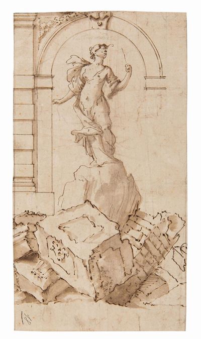 Scuola Genovese del Fine XVII Secolostudio di Figura Architettonica