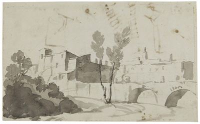 Louis Gauffier (1762-1801), Attribuito Apaesaggio con Ponte