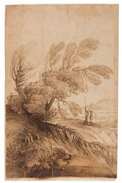 Pietro Paolo Bonzi (1576 -1636) Attribuito Apaesaggio con Due Figure