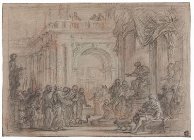 Scuola Romana del XVII Secolomosè Davanti al Faraone