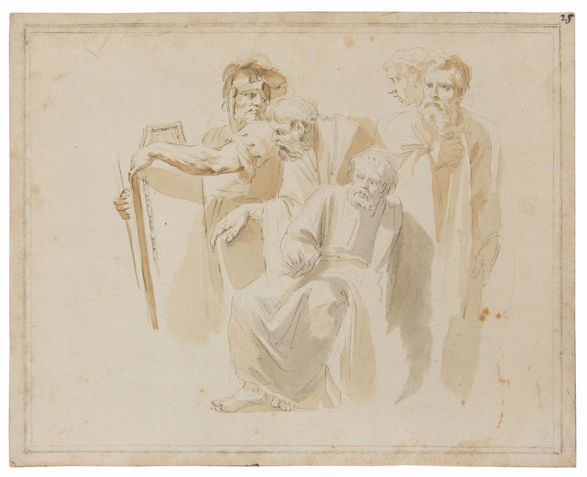 Scuola Romana del XVII Secolo e Scuola Italiana Neoclassicalotto di Due Disegni