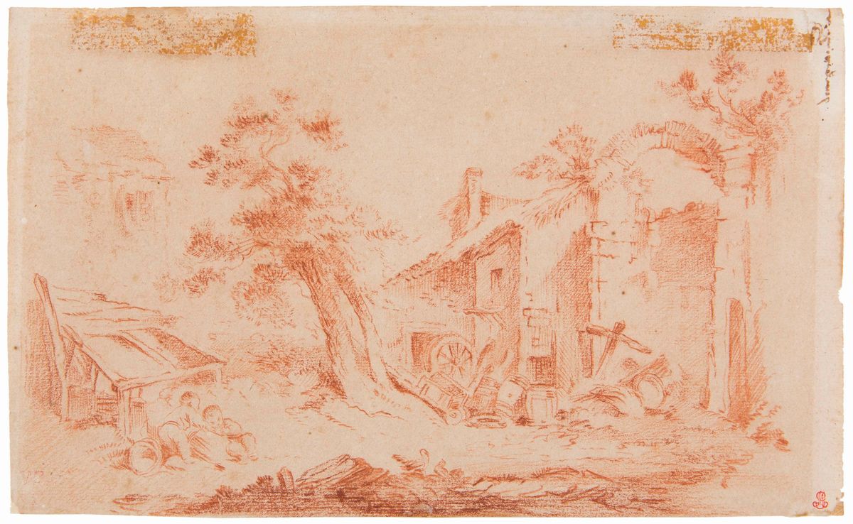 Scuola Emiliana del XVIII Secolo - Fantuzzilotto di Due Paesaggi