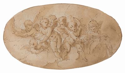 Girolamo Mazzola Bedoli (1500-1569) Attribuito Astudio di Angeli
