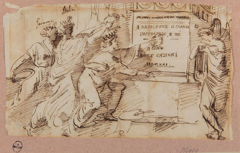 Francesco Morro (1750-1850) attribuito a Allegoria della morte di Napoleone  - Asta Dipinti Antichi - Cambi Casa d'Aste