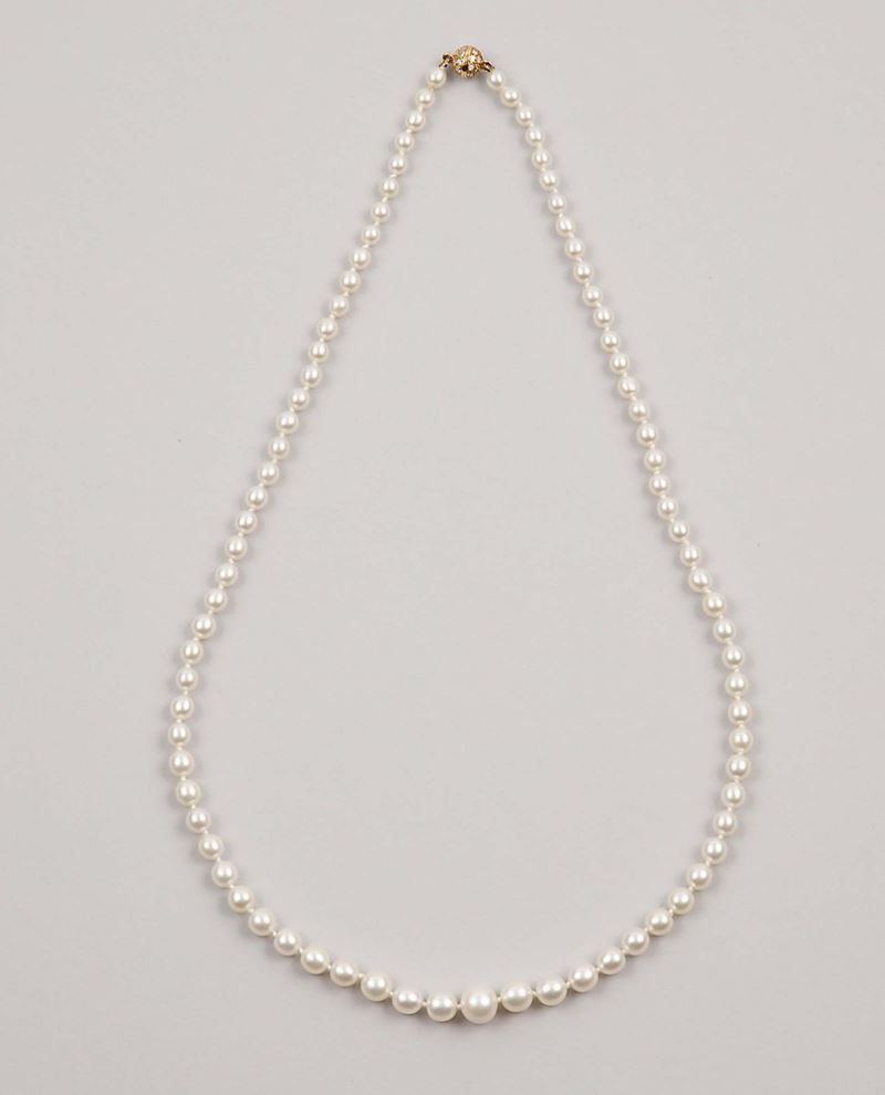 Collana di perle coltivate, scalare  - Auction Vintage, Jewels and Bijoux - Cambi Casa d'Aste