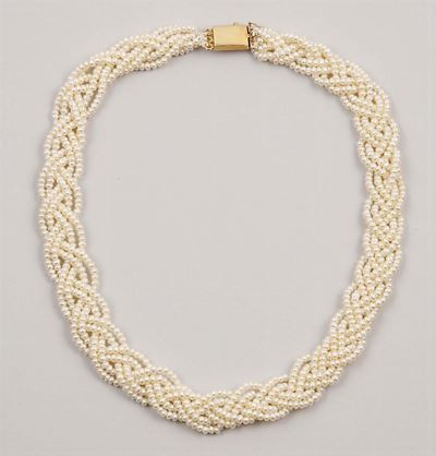Girocollo a Treccia con Perle