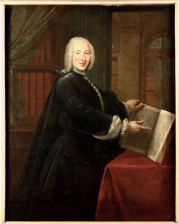 Scuola veneta del XVIII secolo Ritratto di gentiluomo con libro