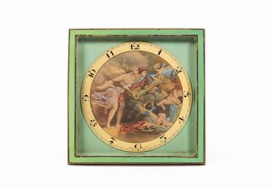 Anonimo, Orologio da Tavolo in Ottone Dorato con Smalti. Realizzato Circa nel 1930