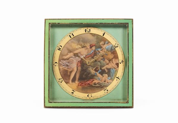 UNSIGNED, gilt brass table clock with enamels. Made circa in 1930