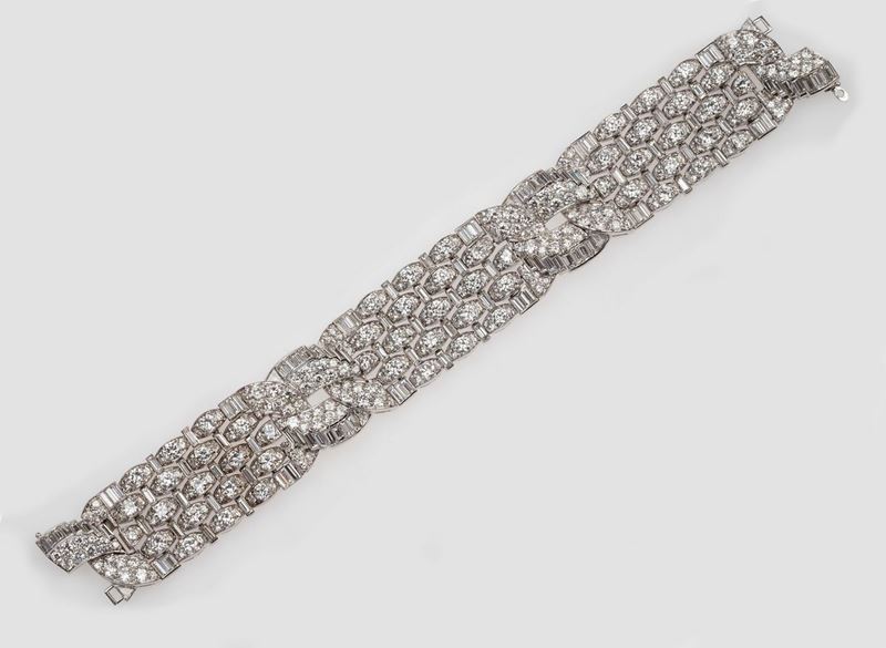 Diamond and platinum bracelet  - Auction Fine Jewels - II - Cambi Casa d'Aste