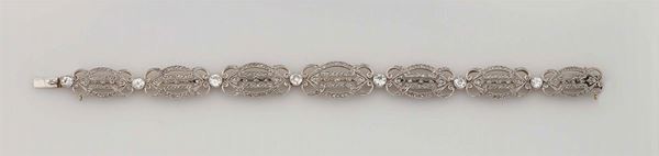 Old-cut diamond, gold and silver bracelet. Musy, Torino