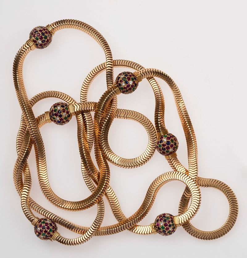Gem-set and gold sautoir  - Auction Fine Jewels - II - Cambi Casa d'Aste