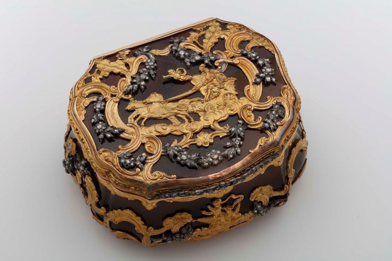 Agate, rose-cut diamond and gold box  - Auction Fine Jewels - II - Cambi Casa d'Aste