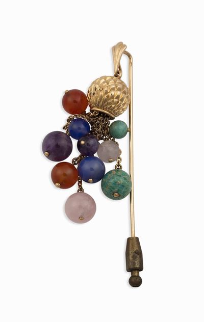 Spilla con Quarzi Multicolor Pendenti