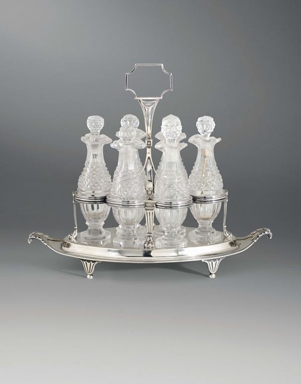 A cruet in silver and glass, silversmith Paul Storr