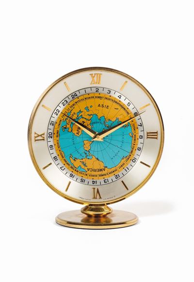 Imhof, World Time Clock, Swiss 1488361. Piccolo Orologio da Tavolo, con Riserva di Carica 8 Giorn...