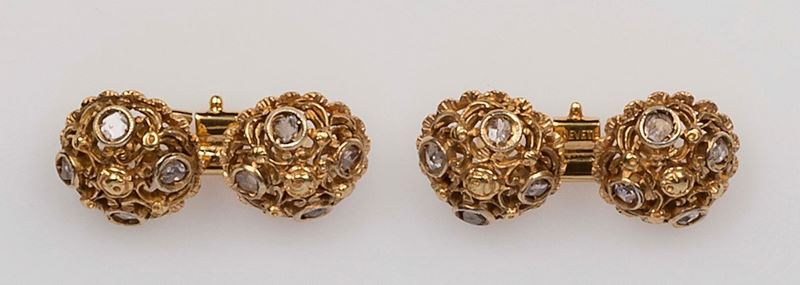 Pair of rose-cut diamond cufflinks  - Auction Fine Jewels - II - Cambi Casa d'Aste