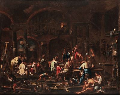 Alessandro Magnasco (genova 1667-1749)soldati e Picari in un Interno