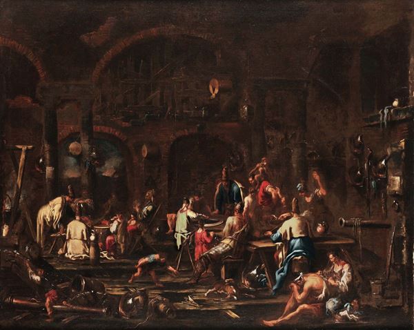 Alessandro Magnasco (Genova 1667-1749) Soldati e picari in un interno